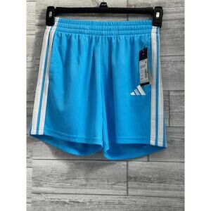 Adidas 3-Stripes Essentials Mid Thigh Shorts Bright Cyan Size L 14/16 NWT